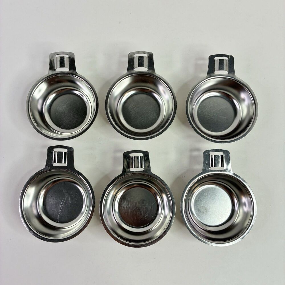 6 Vintage Stainless Steel Replacement Egg Poacher Cups Unbranded